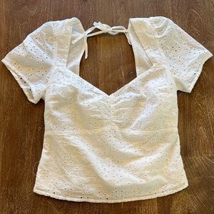 White Abercrombie & Fitch Eyelet Lace Blouse